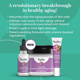 TruSkin Longevity cruelty-free packaging with Leaping Bunny certification and eco-conscious design.