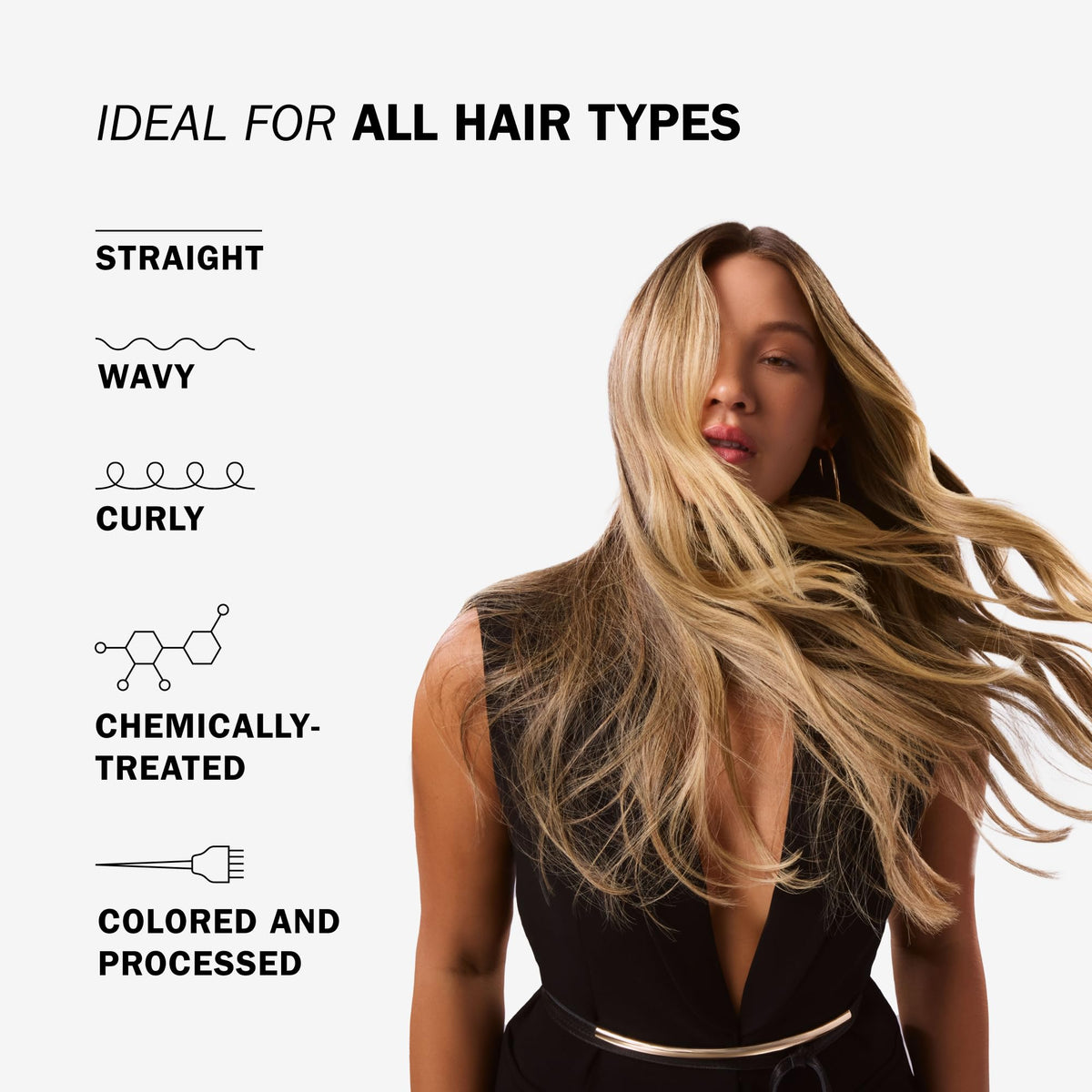 TRUSS Blond Revolution lightweight non-greasy formula nourishes without weighing hair.