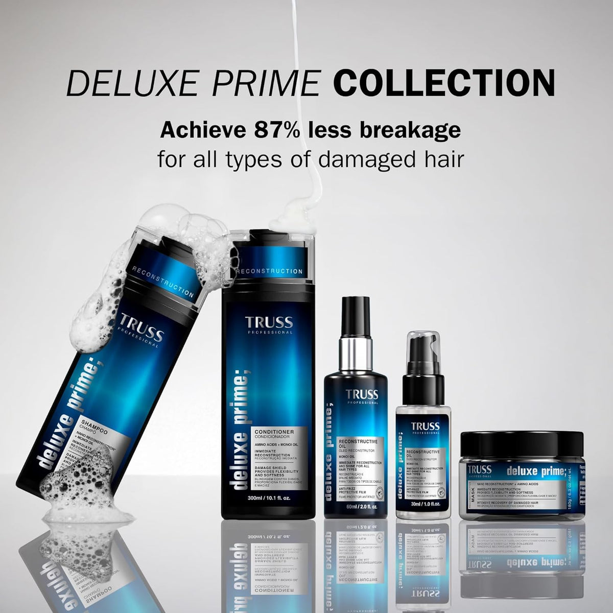 TRUSS Deluxe Prime after-wash use demonstrated on wet hair for rinse-ready styling.