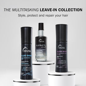 Hair with glossy finish during styling after applying Illuminatte.