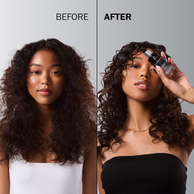 Hands applying a tiny amount to mid-lengths and ends for smoothness.