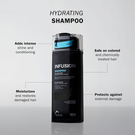 TRUSS Infusion lather foam forming during cleansing for dry hair.
