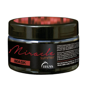 TRUSS Miracle Summer Mask bottle highlights hydrating care for dry, damaged hair.
