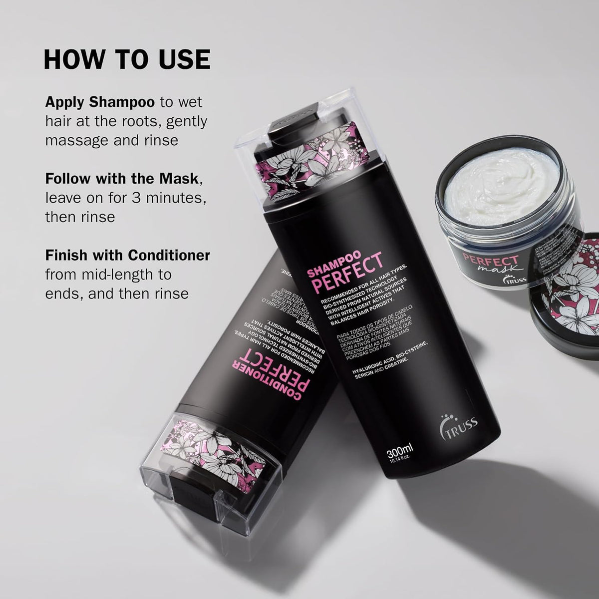 TRUSS Perfect Hair Mask keratin action strengthens damaged fibers and smooths cuticles