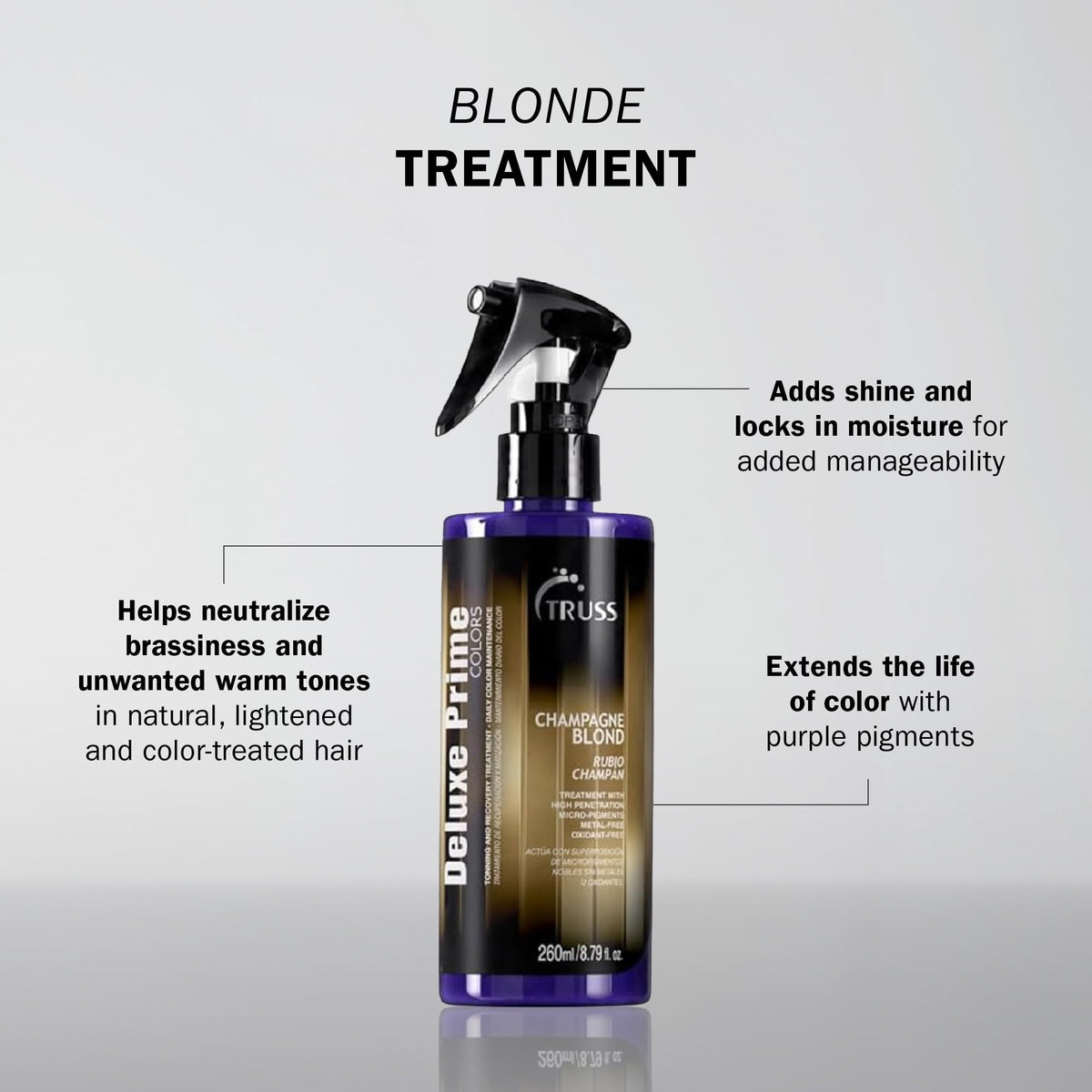 TRUSS purple spray applied to lengths and ends for even tone
