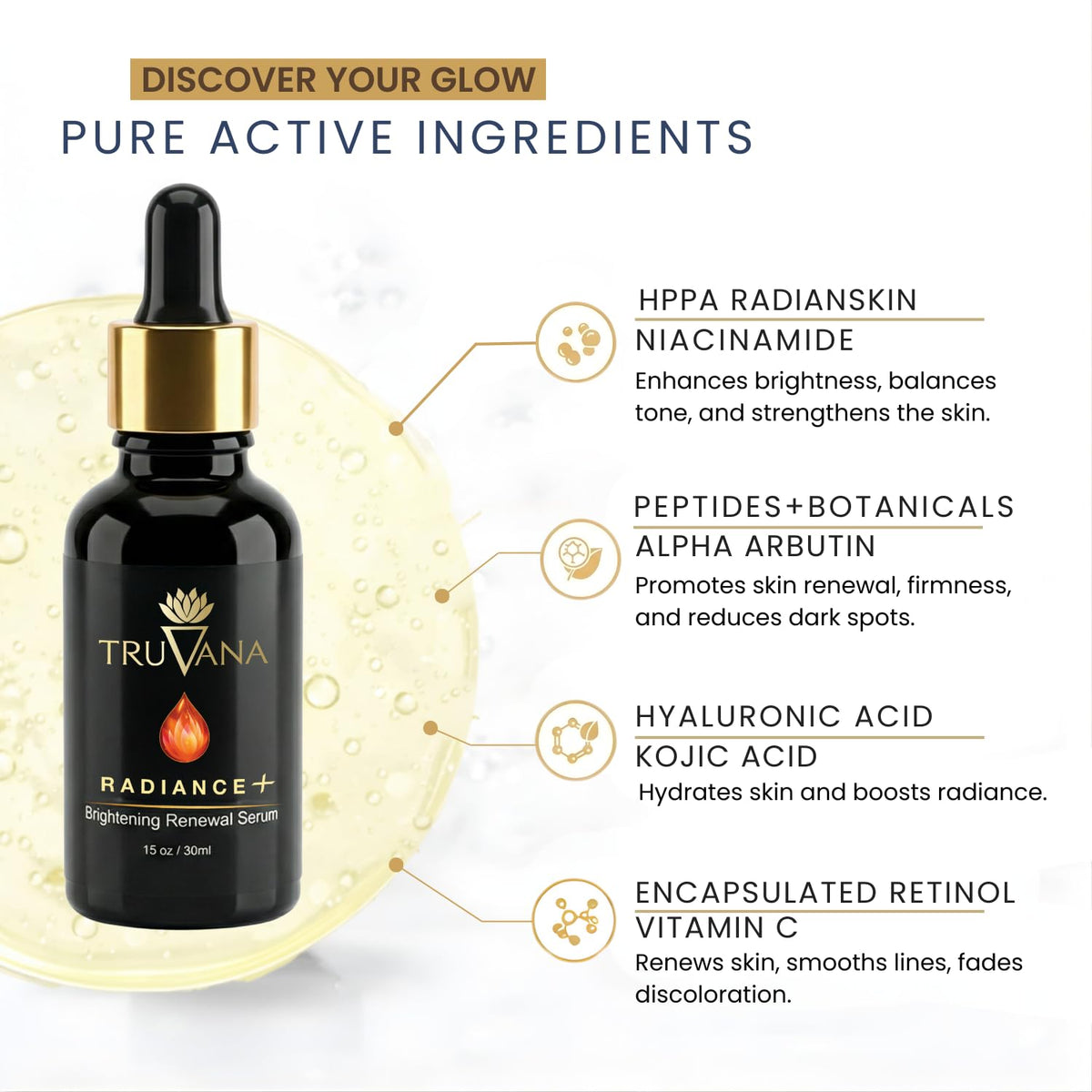 Truvana Vitamin C glucoside swatch shows brightening effect for daytime glow
