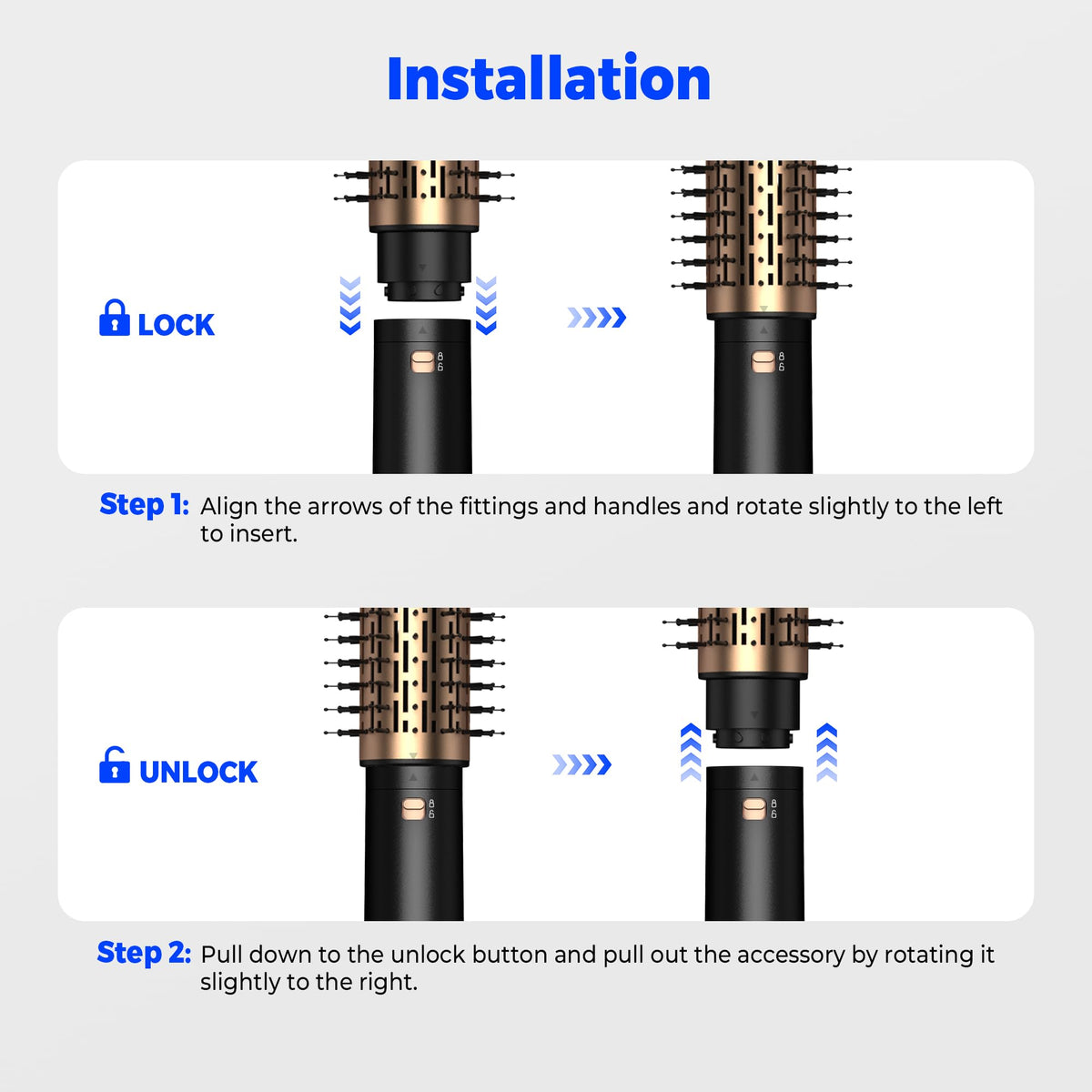 TryLater 4-in-1 rotating brush blends drying and styling.