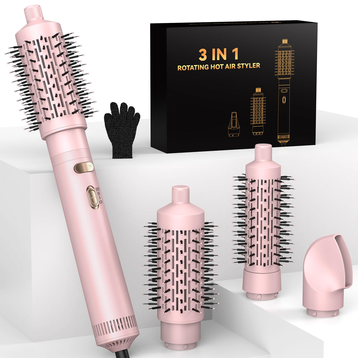 Trylater 4-in-1 rotating brush with 2-inch attachment for versatile styling