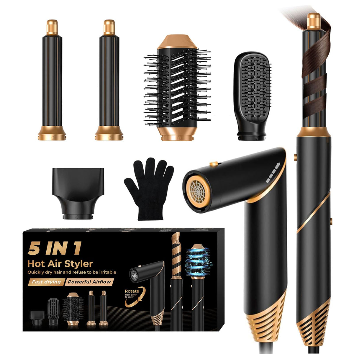 Trylater 5-in-1 blow dryer brush for quick drying and versatile styling.