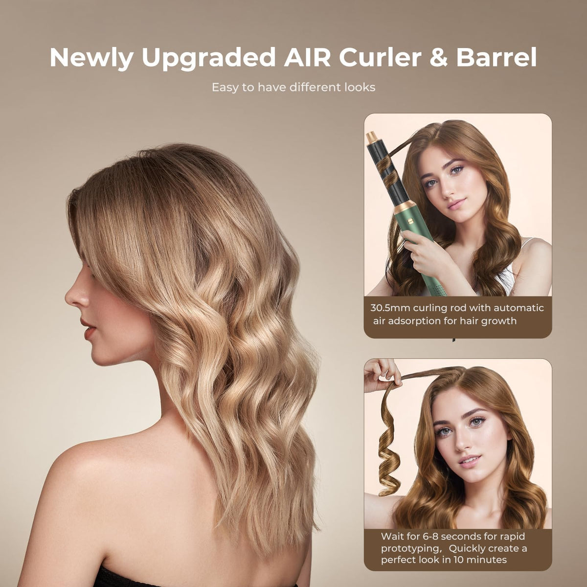 Trylater 5-in-1 blow dryer brush side view with ergonomic grip.