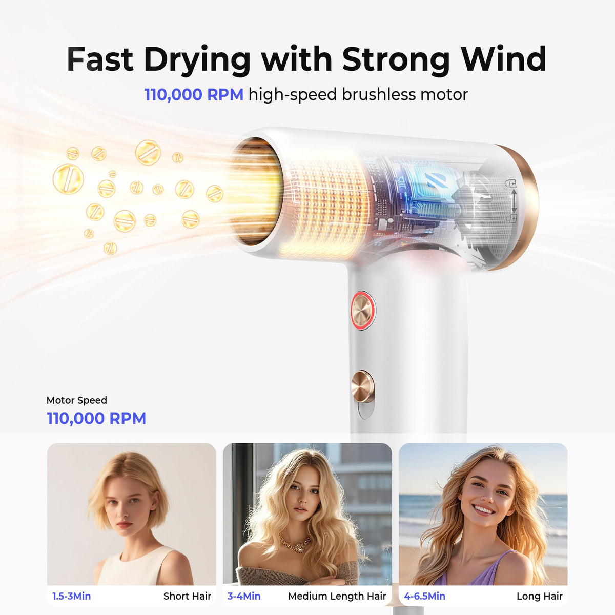 Trylater Mini Hair Dryer recalls the last temperature setting for quick starts.