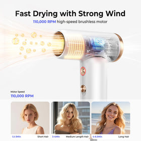 Trylater Mini Hair Dryer recalls the last temperature setting for quick starts.