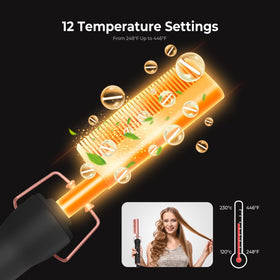 Ceramic-technology teeth on TryLater hot comb for smooth results