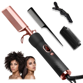 Trylater hot comb ceramic teeth for even heat and silky results.