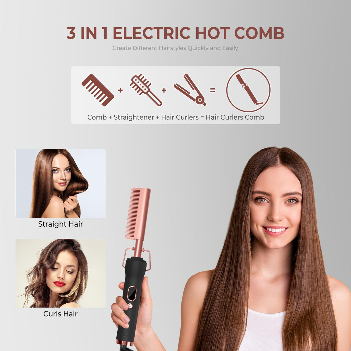 Trylater hot comb dual voltage for reliable travel styling anywhere.