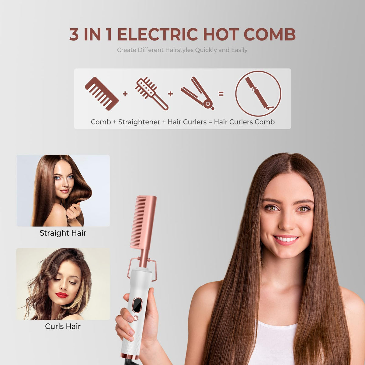 TryLater hot comb dual voltage enables global travel styling without adapters.