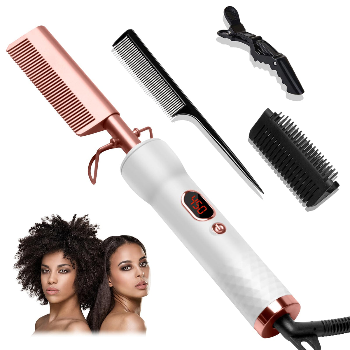 TryLater hot comb with LCD display for precise heat control and easy styling.