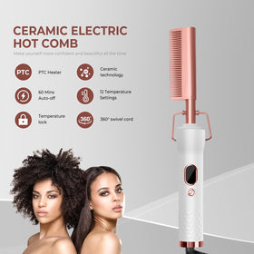 TryLater hot comb temperature range tailors styling to soft, normal, or coarse hair.