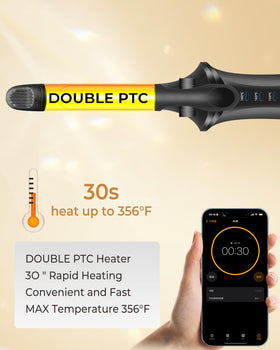 TryLater curling iron with LED display for precise heat.