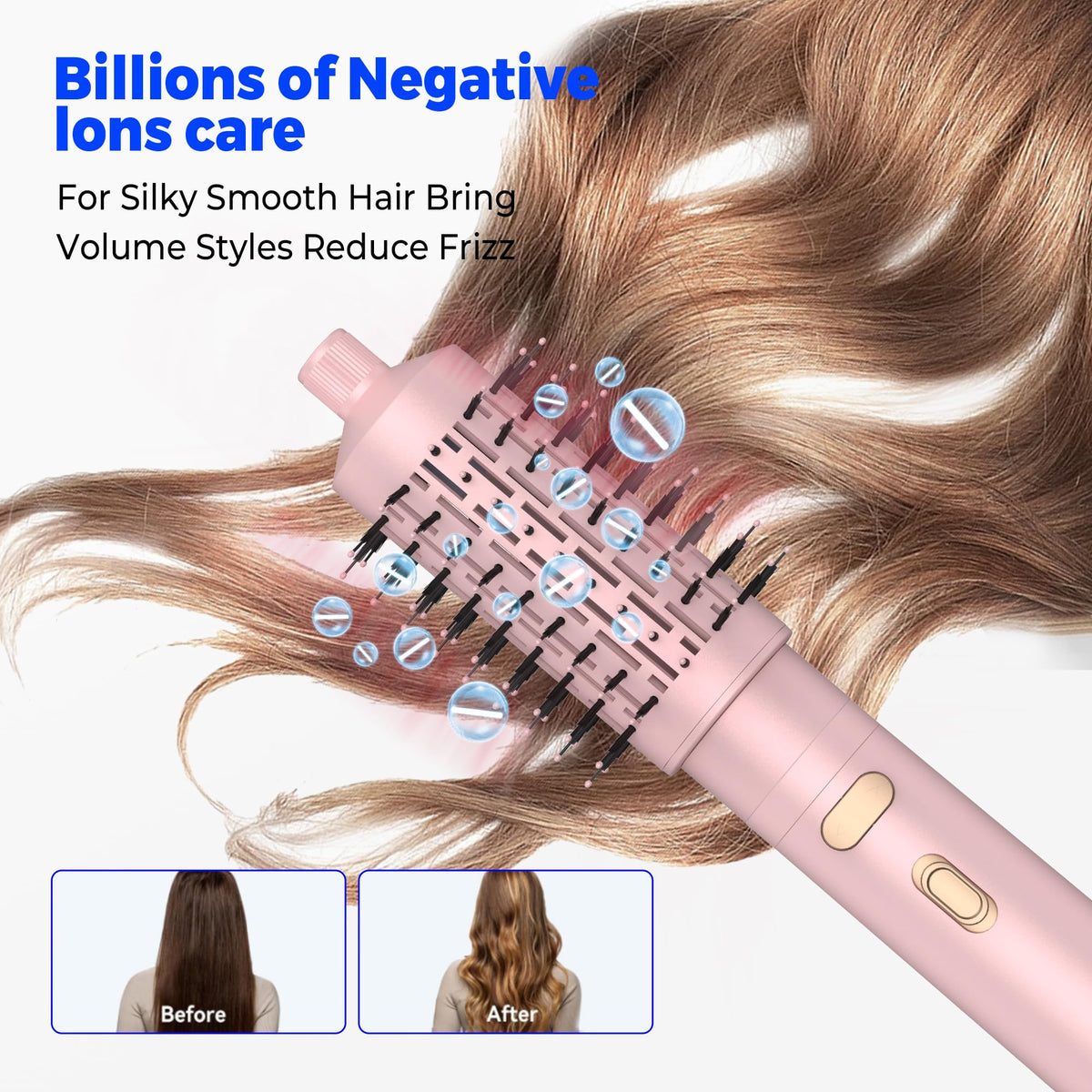 Trylater negative ions reduce frizz and boost shine during drying