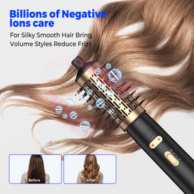 TryLater rotating hair dryer brush bi-directional rotation for curl and shine.