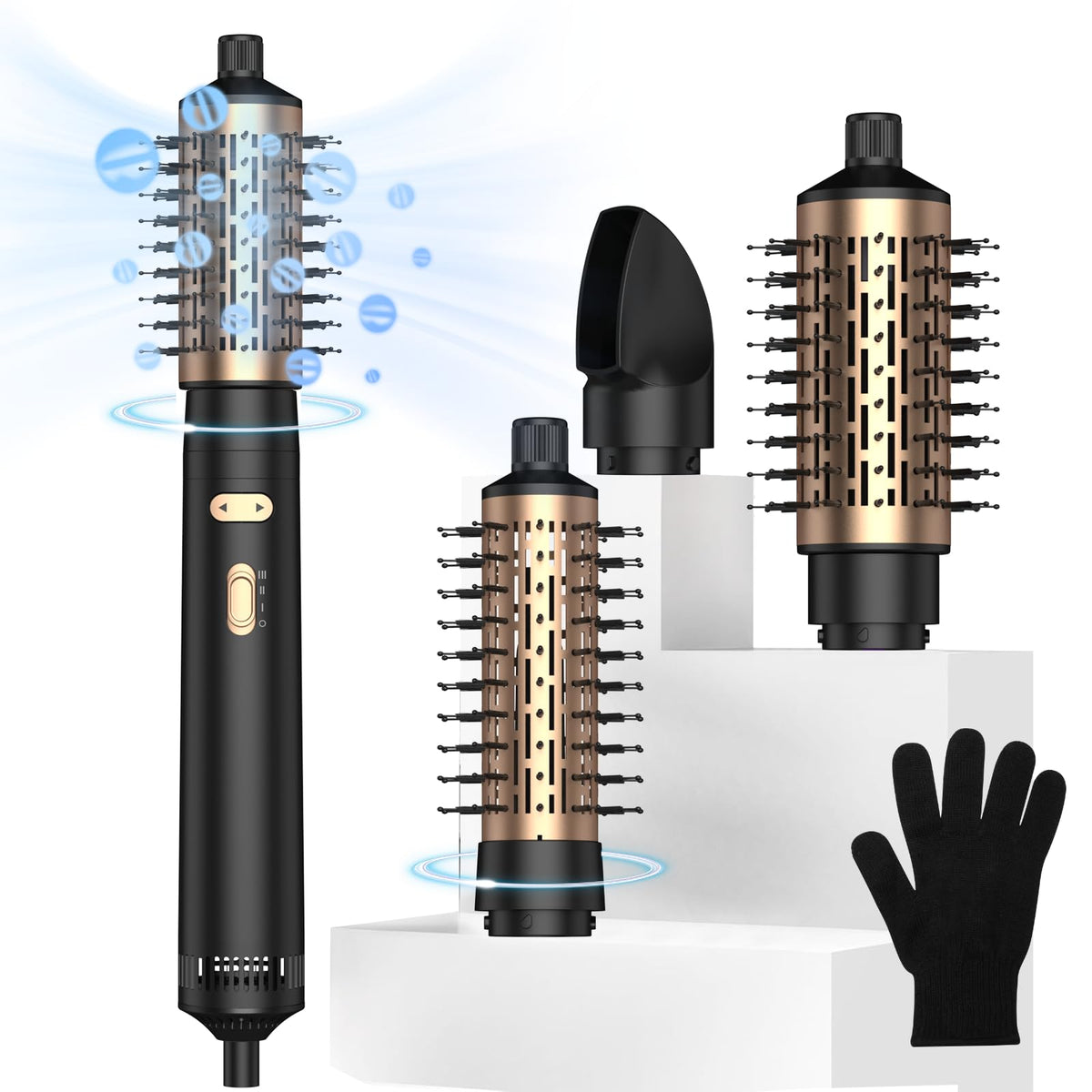 Trylater rotating hair dryer brush in action delivering fast blowouts