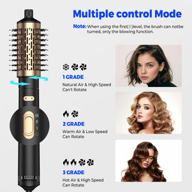 TryLater rotating hair dryer brush in use for fast blow-dry and lift.
