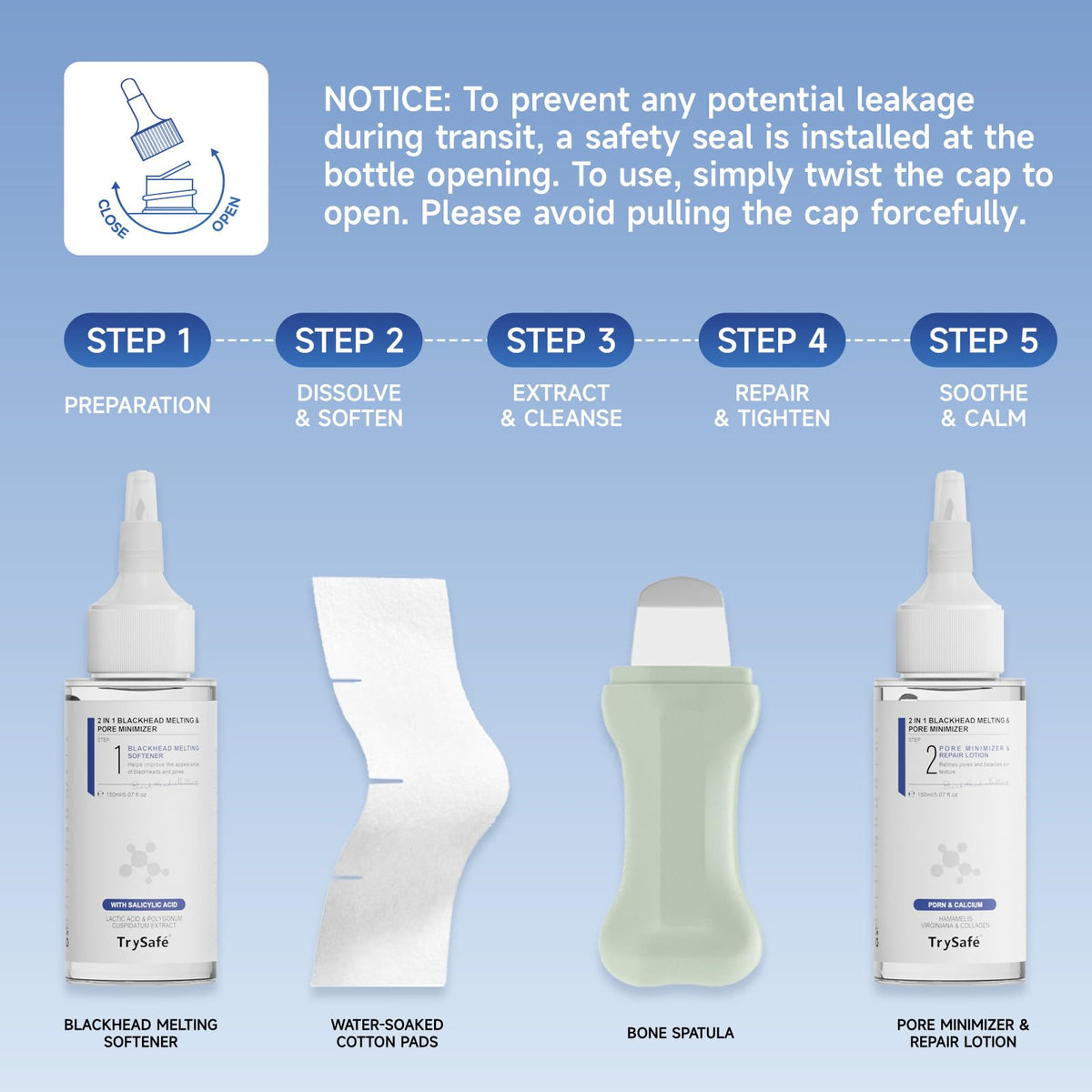 TrySafe hot towel prep image: demonstrates pore-opening step