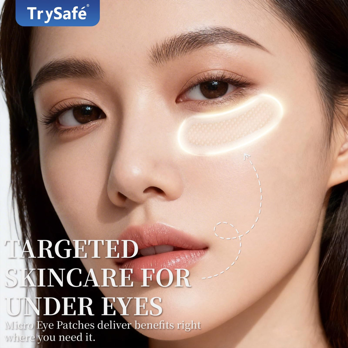 TrySafe PDRN-Calcium Eye Patch applied to the eye area for subtle firming.