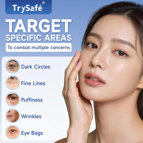 TrySafe PDRN-Calcium Eye Patch product swatch illustrating 3D hydration-lock network.