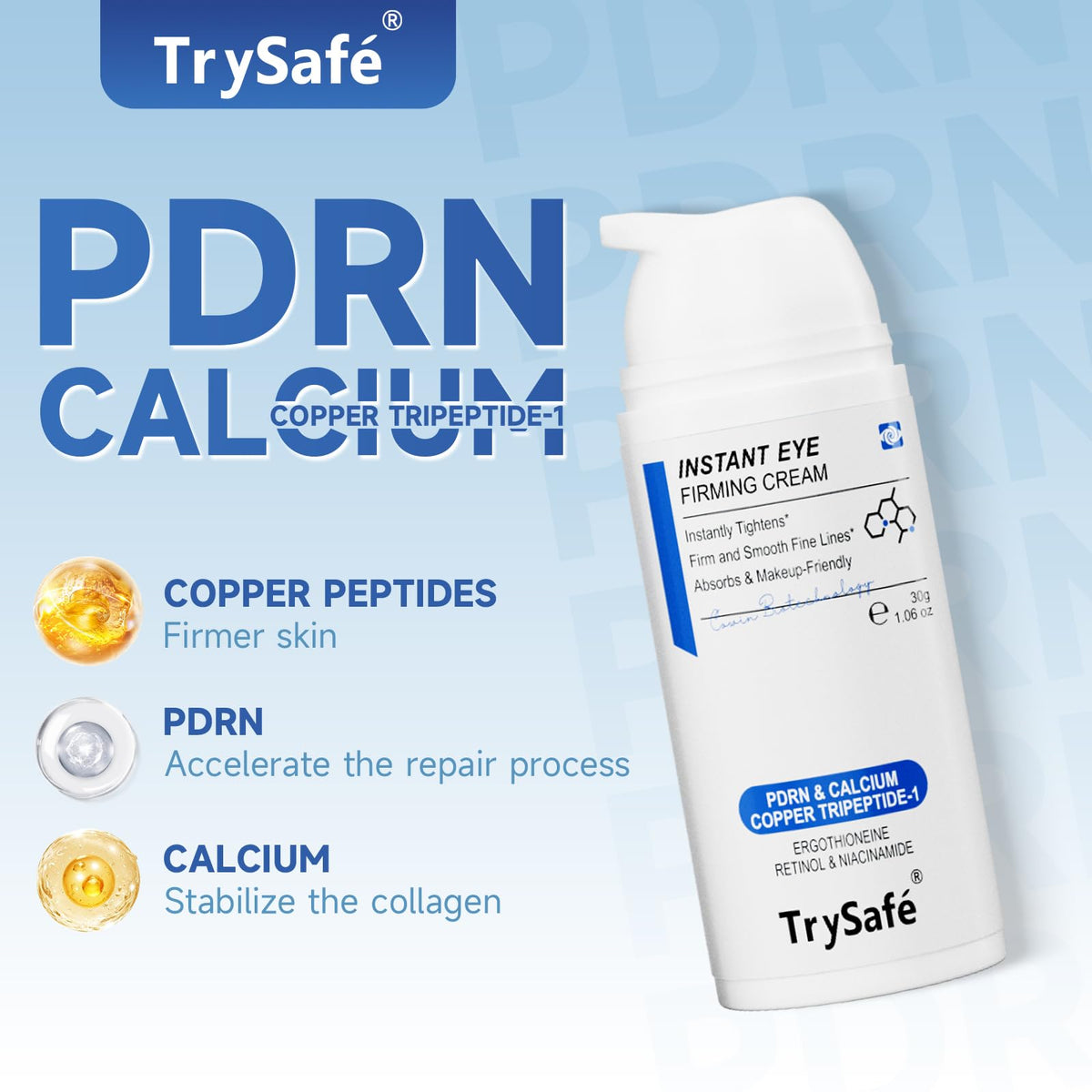 TrySafe copper peptide texture close-up hints at light, fast-absorbing care