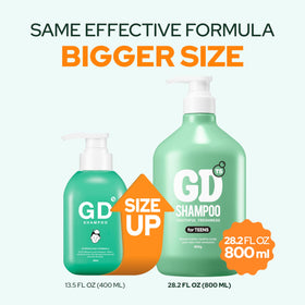 TS GD Teen Shampoo bottle closeup showing a gentle, sulfate-free cleanse.