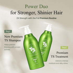 Label highlights biotin and niacinamide in TS New Premium Shampoo