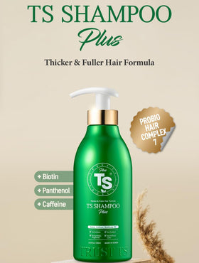 TS Shampoo Plus bottle pour shows easy dispensing for quick washes.