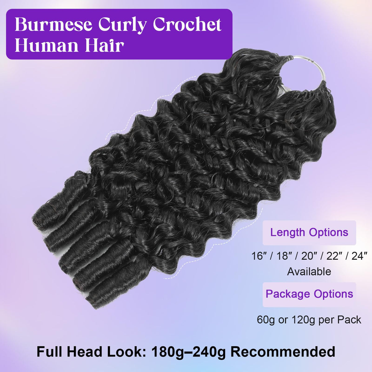 TSCL Feather Crochet 16-24 inch options give full head coverage