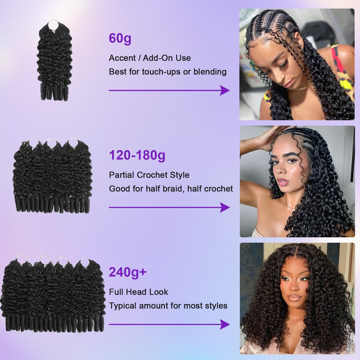 TSCL Feather Crochet lightweight strands provide comfortable wear without scalp tug