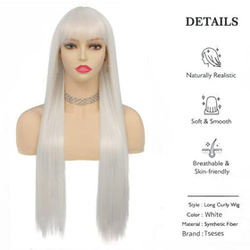 Tseses model wearing white wig for casual daytime look