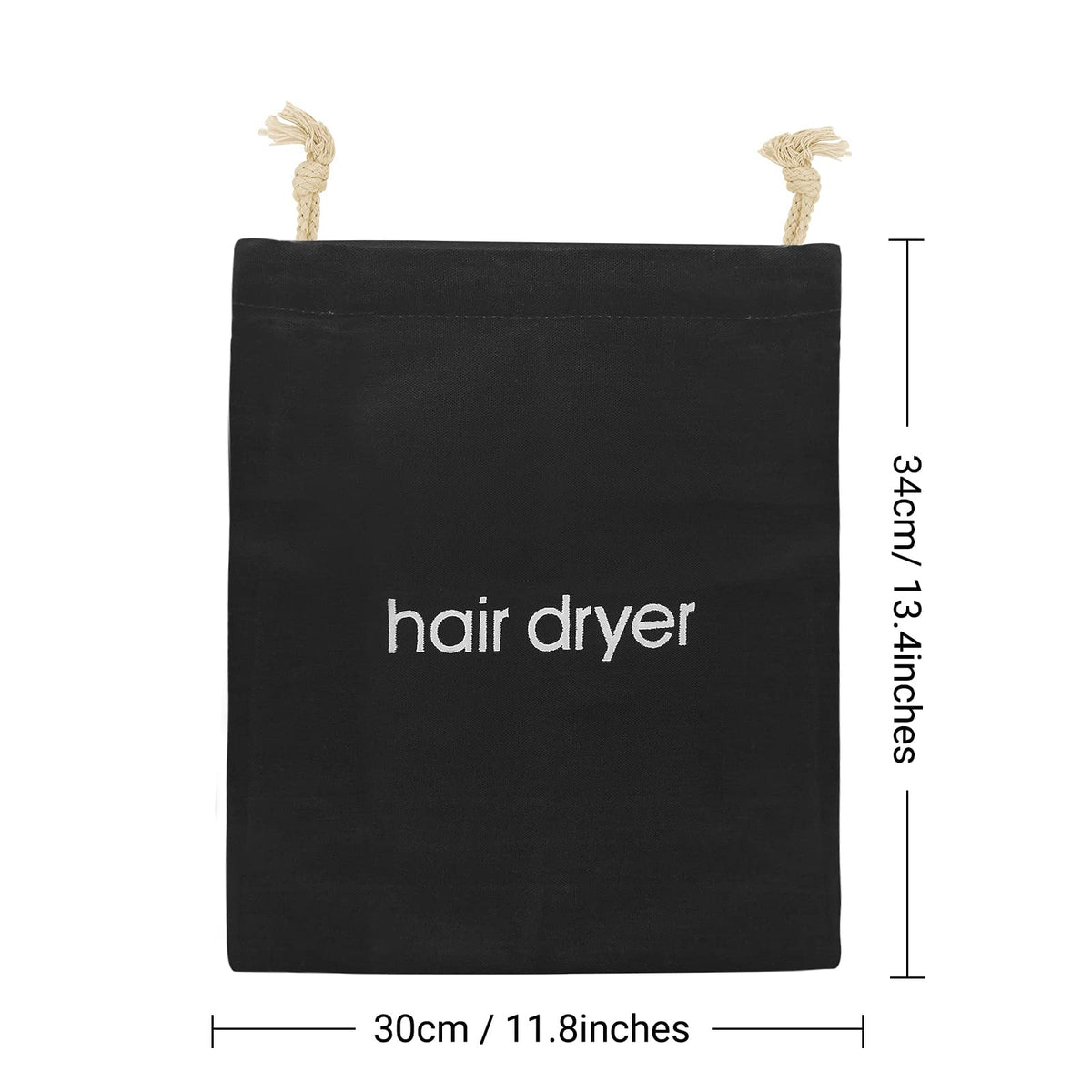 TSHD cotton travel bag stores hair dryer and styling tools neatly for guests.