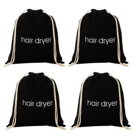 TSHD hair dryer bag with drawstring closure keeps the unit organized in hotel bathrooms.