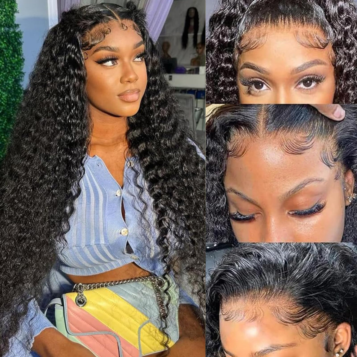 Tsiyu 13x6 deep-wave lace front wig with natural part for daily wear.