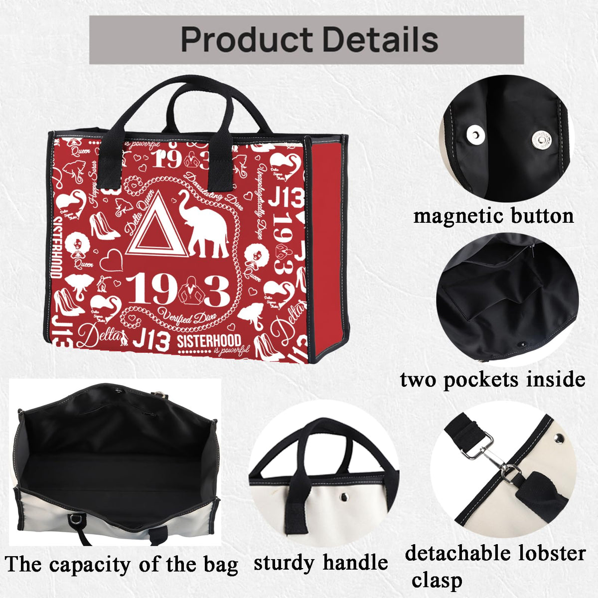 TSOTMO Sisterhood tote interior with laptop sleeve and zip pocket.