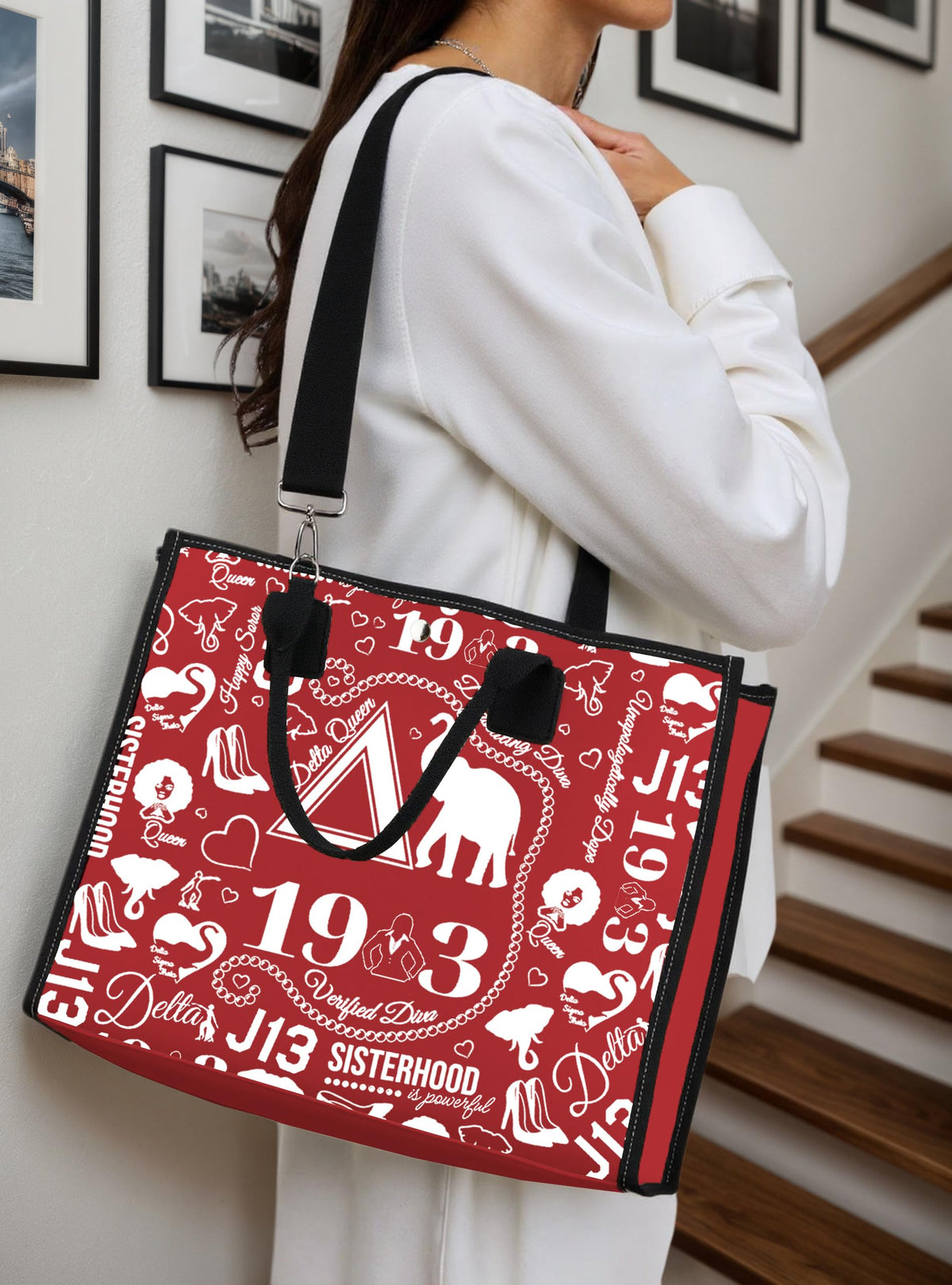 TSOTMO Sisterhood tote canvas material close-up, water-resistant and durable.