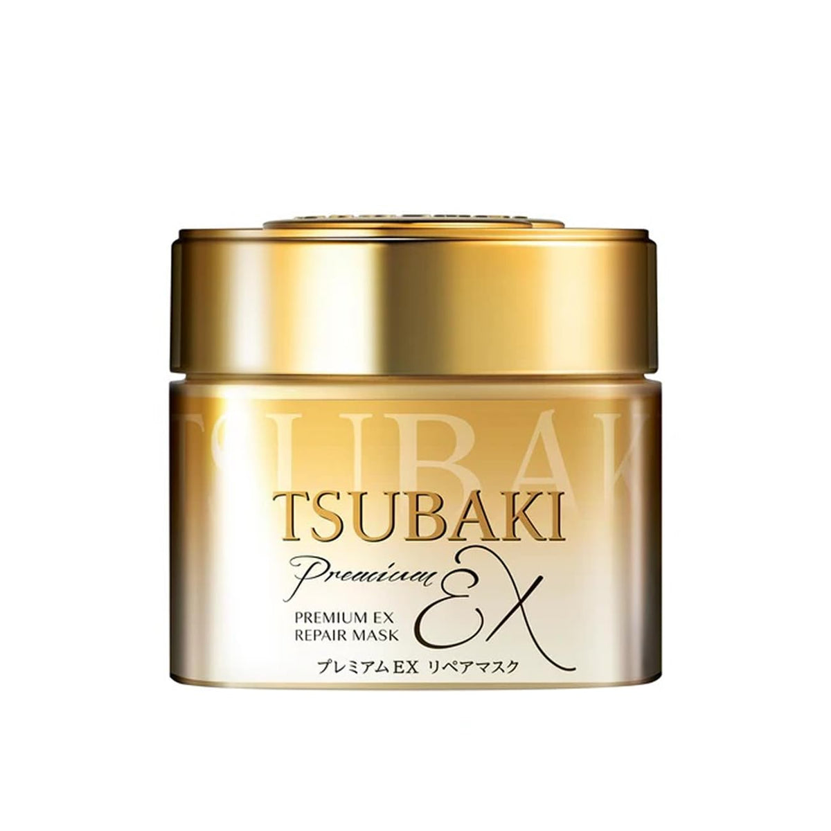 Tsubaki Premium Repair Mask 180g jar close-up, deeply hydrates and repairs dry, damaged hair.