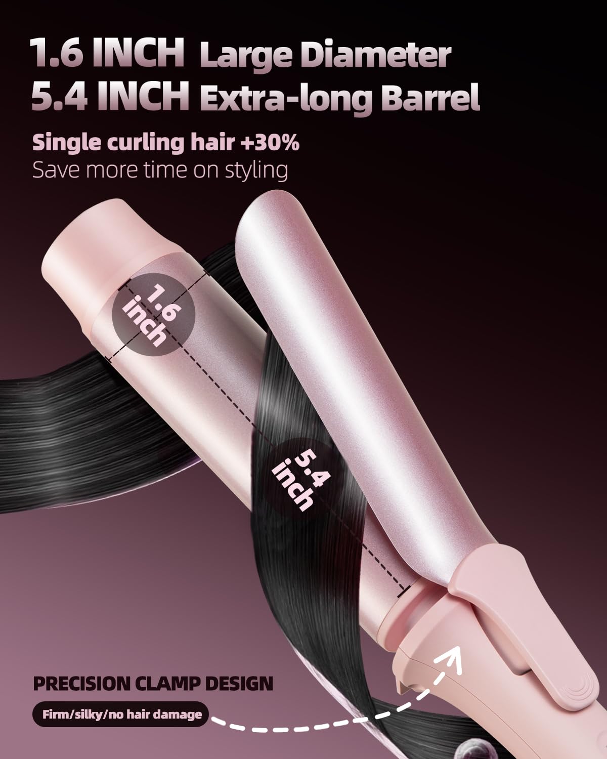 TSUYAGLA ionic ceramic barrel close-up shows anti-static benefits.