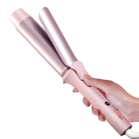 TSUYAGLA large hair wand pink outer view demonstrates easy, quick styling.