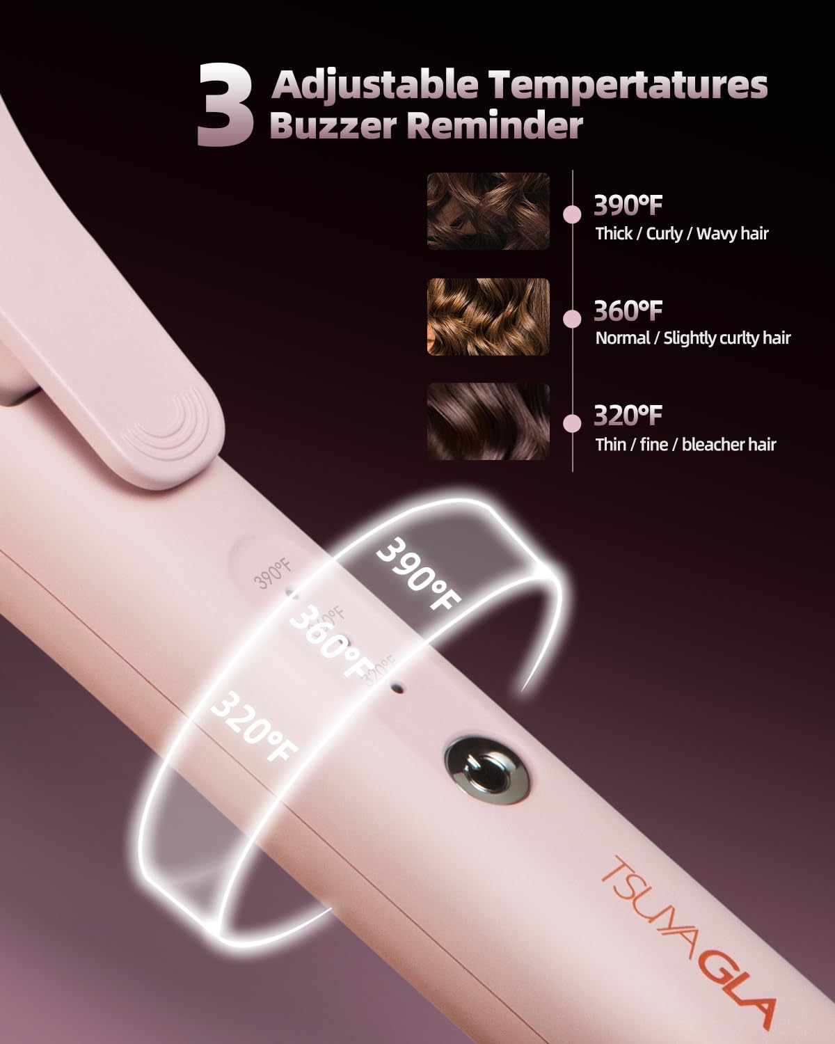 TSUYAGLA long barrel design supports fast, even heating during styling.