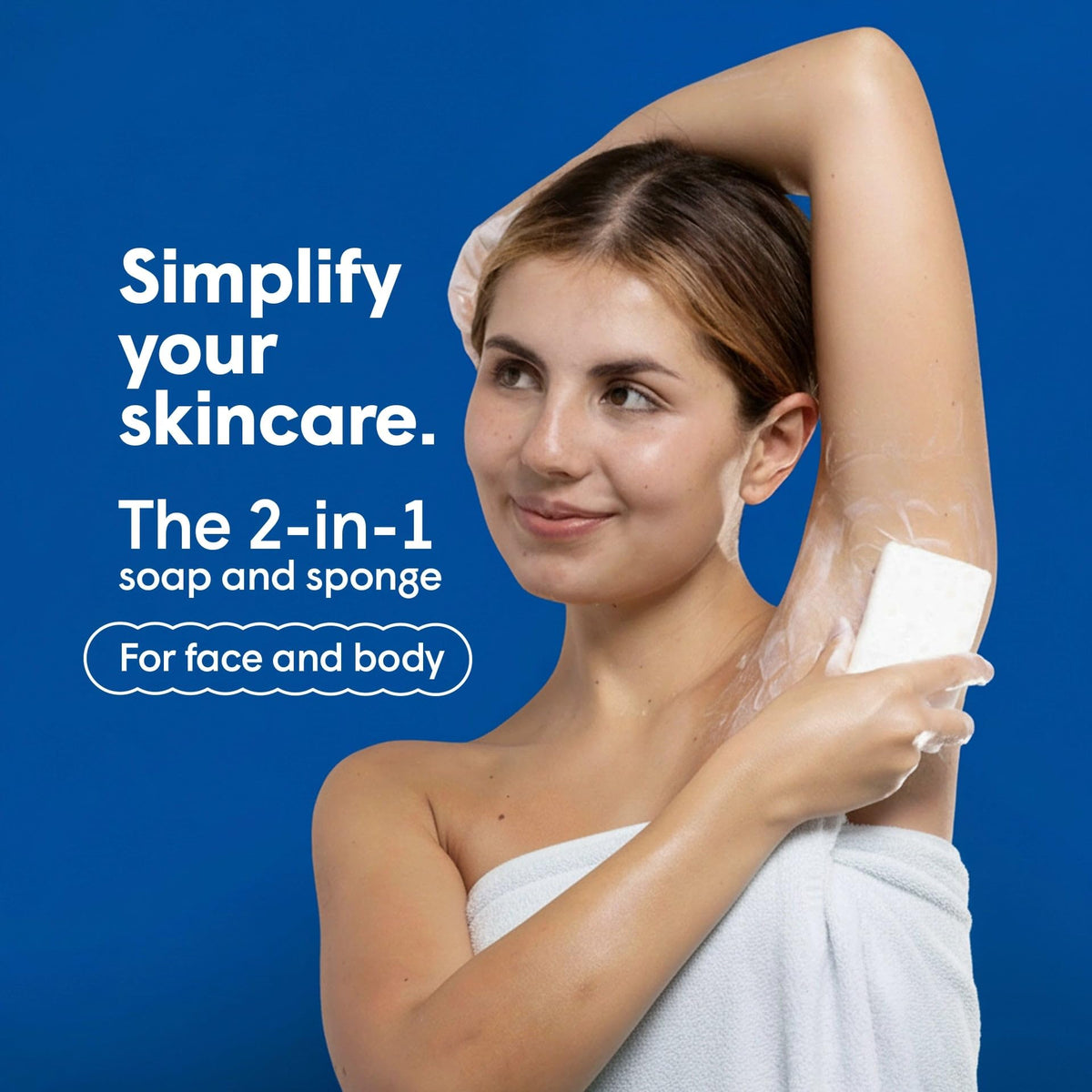 T.Taio sponge on hands creating rich lather for body exfoliation