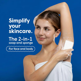 T.Taio sponge on hands creating rich lather for body exfoliation