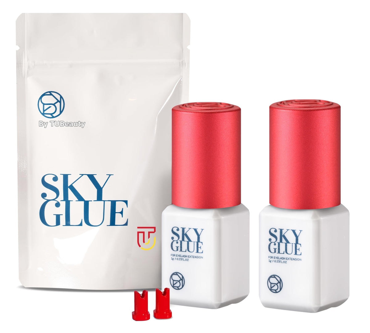 TUBeauty Sky Glue S+ eyelash bottle with fast-drying formula for professionals.