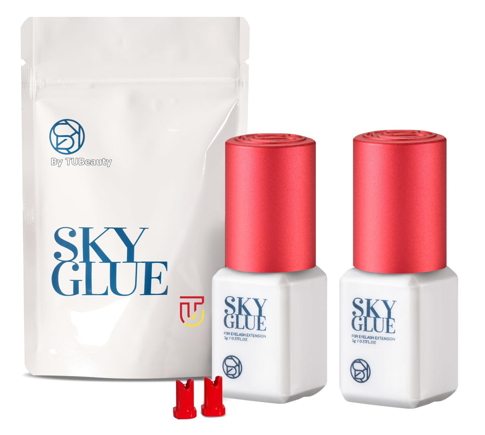 TUBeauty Sky Glue S+ eyelash bottle with fast-drying formula for professionals.